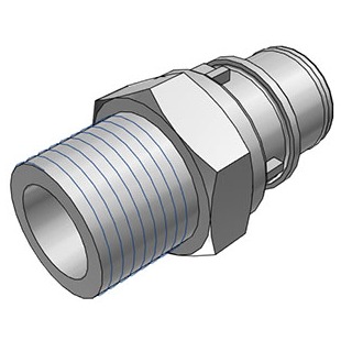 COUPLEUR MALE AVEC CLAPET / FILETAGE 1/2 NPT - PP GRIS / EPDM / INOX