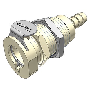 COUPLEUR FEMELLE PASSE-CLOISON AVEC CLAPET / BARB ØI 6.4mm - PP/EPDM