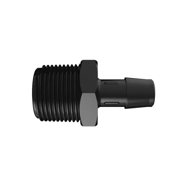 RACCORD FILETE 3/4" NPT / BARB ØI 12.7mm - PA NOIR RENFORCE