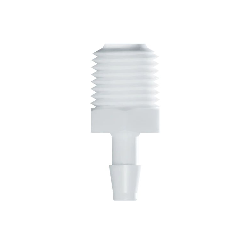 RACCORD DROIT EN FILETAGE 1/4-18 NPT / BARB ØI 4.8mm - PA BLANC