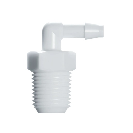 RACCORD EN L FILETAGE 1/8-27 NPT / BARB ØI 3.2mm - PA BLANC