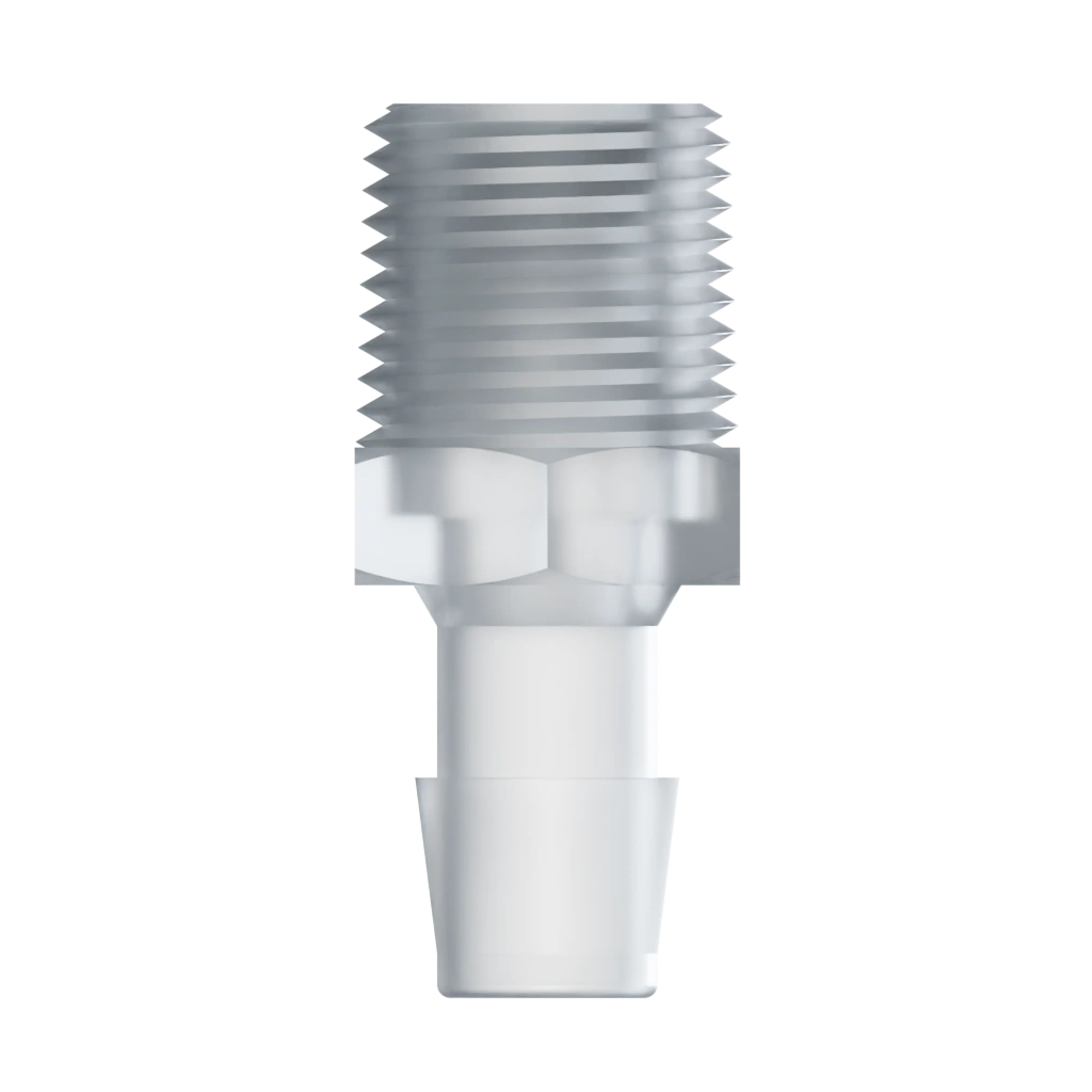 RACCORD DROIT EN FILETAGE 1/2-14 NPT / BARB ØI 12.7mm - PP