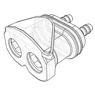COUPLEUR FEMELLE - 2 CIRCUITS - CLAPET - CANNELE P/TUBE 6.4mm
