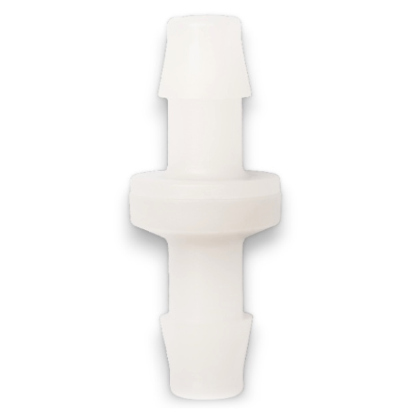 VALVE ANTI-RETOUR CP 35mbar - 2x BARB POUR TUBE ØI 9.5mm - PVDF/FKM