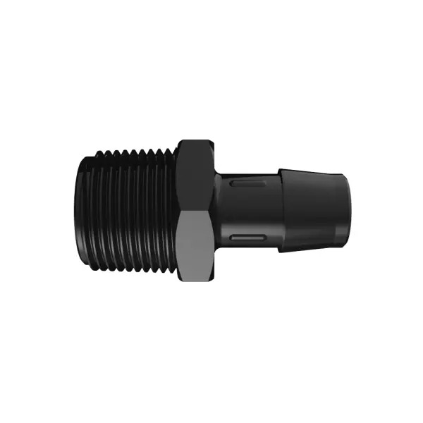 RACCORD FILETE 3/4" NPT / BARB ØI 6.4mm - PA NOIR RENFORCE 