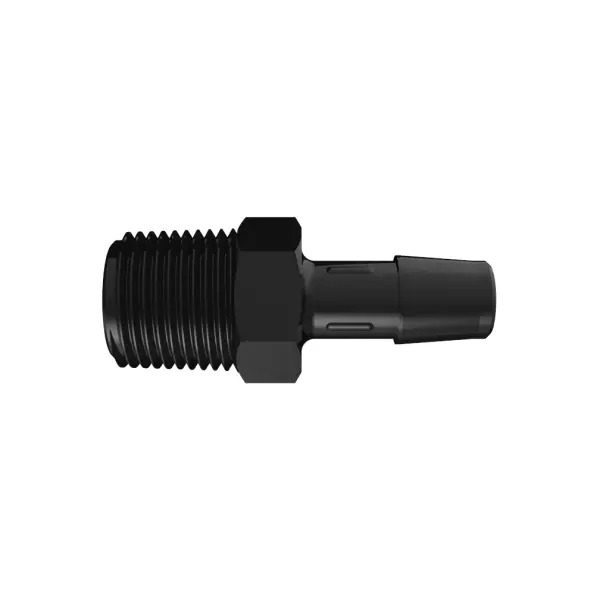RACCORD FILETE 3/8" BSPT / BARB ØI 9.5mm - PA NOIR RENFORCE