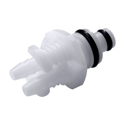 COUPLEUR MALE SANS CLAPET / BI-TUBE BARB POUR ØI 3.2mm - POM/NBR