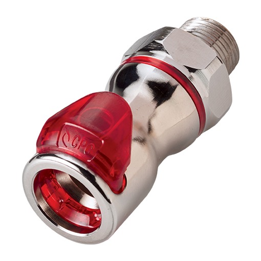 COUPLEUR FEMELLE -CLAPET -LAITON CHROME- FILETE 3/8" NPT -BAGUE ROUGE