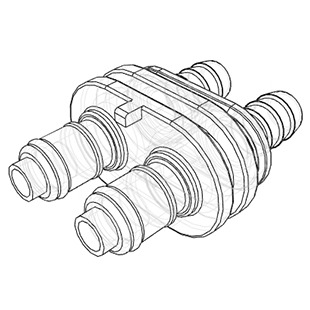 COUPLEUR MALE- 2 CIRCUITS - CLAPET - CANNELE P/TUBE 9.5mm