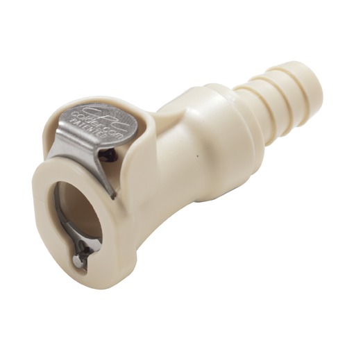 COUPLEUR FEMELLE AVEC CLAPET / BARB POUR TUBE ØI 9.5mm - PP/EPDM