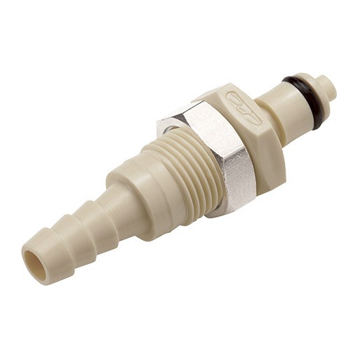 COUPLEUR MALE PASSE-CLOISON AVEC CLAPET / BARB ØI 6.4mm - PP/EPDM