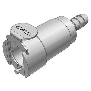 COUPLEUR FEMELLE AVEC CLAPET / BARB ØI 6.4mm - LAITON-CHROME/NBR
