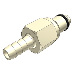 COUPLEUR MALE AVEC CLAPET / BARB POUR TUBE ØI 6.4mm - PP/EPDM