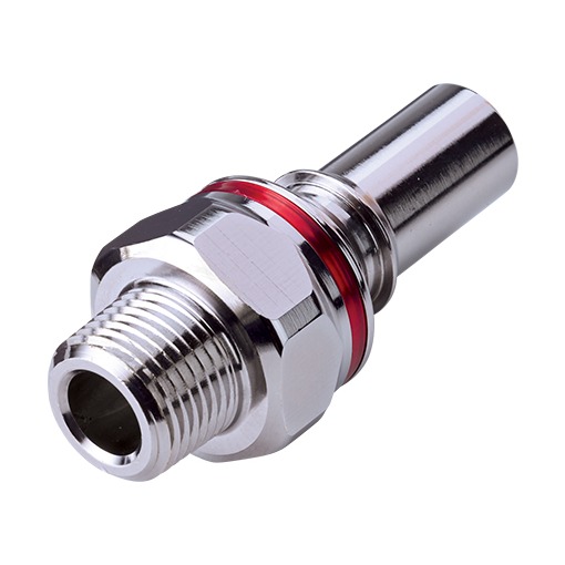 COUPLEUR MALE -CLAPET - LAITON CHROME- FILETE 3/8"- BAGUE ROUGE