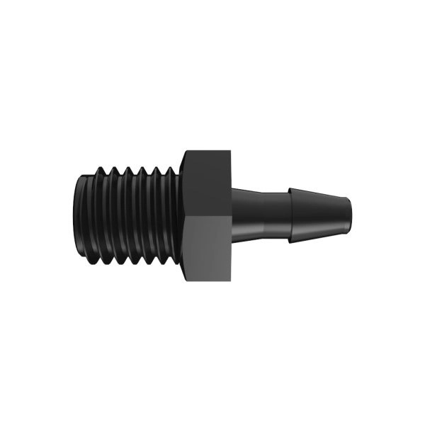 RACCORD FILETE 1/4-28 UNF / BARB POUR TUBE ØI 2.4mm - PA NOIR
