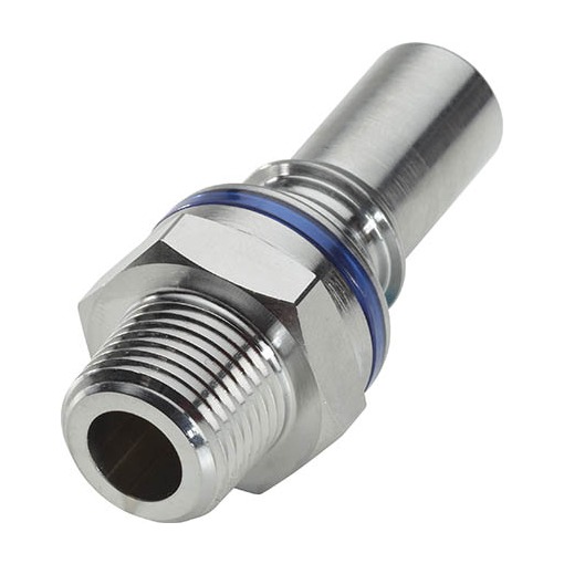 COUPLEUR MALE -CLAPET - LAITON CHROME- FILETE 3/8"- BAGUE BLEUE