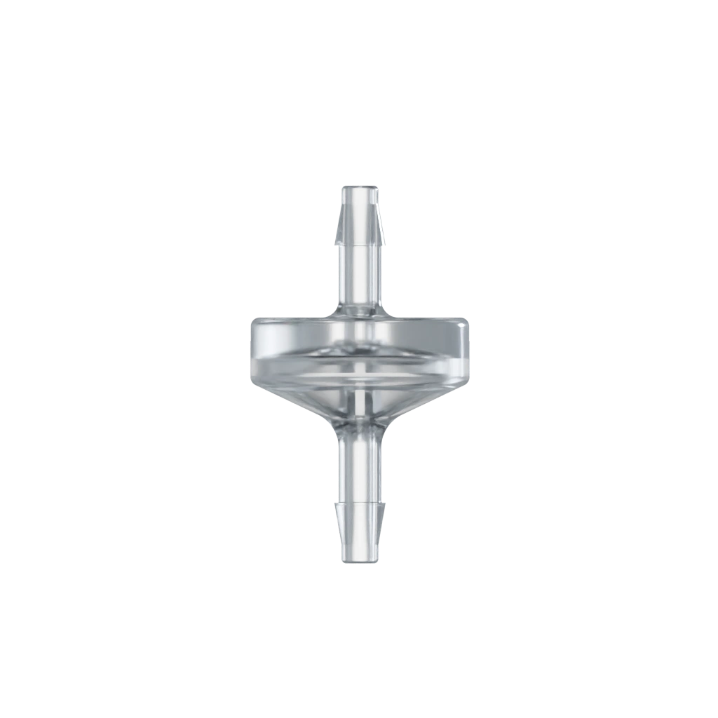CHECK VALVE CP 35mbar - 2x BARB FOR 1/8"(3.2mm) ID TUBE - CLEAR PC/SI