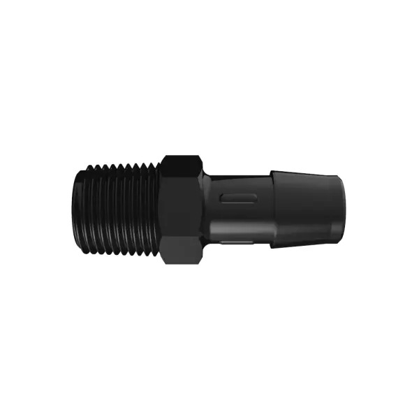 RACCORD FILETE 3/8" NPT / BARB ØI 12.7mm - PA NOIR RENFORCE