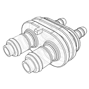 COUPLEUR MALE- 2 CIRCUITS - CLAPET - CANNELE P/TUBE 6.4mm