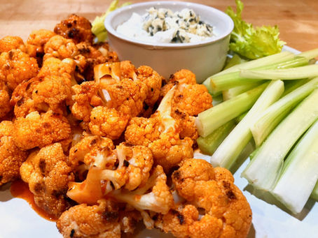 Grilled Buffalo Cauliflower with Blue Cheese Dip