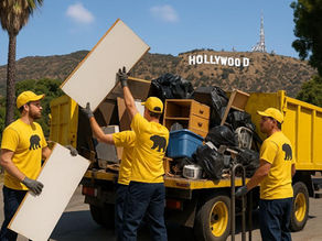 Golden Bear Hauling crew handling junk removal in Hollywood
