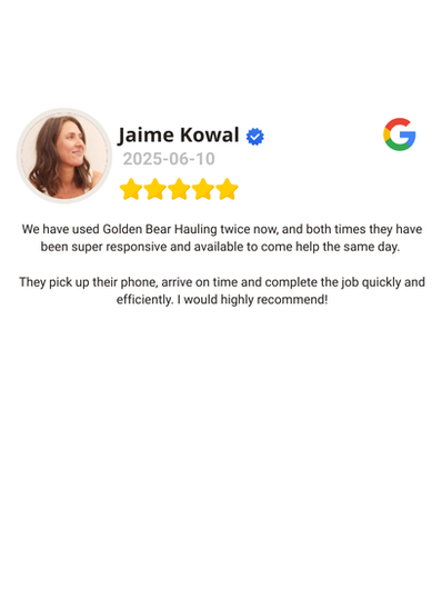 Screenshot of a 5-star Google customer review highlighting positive feedback from a satisfied client.