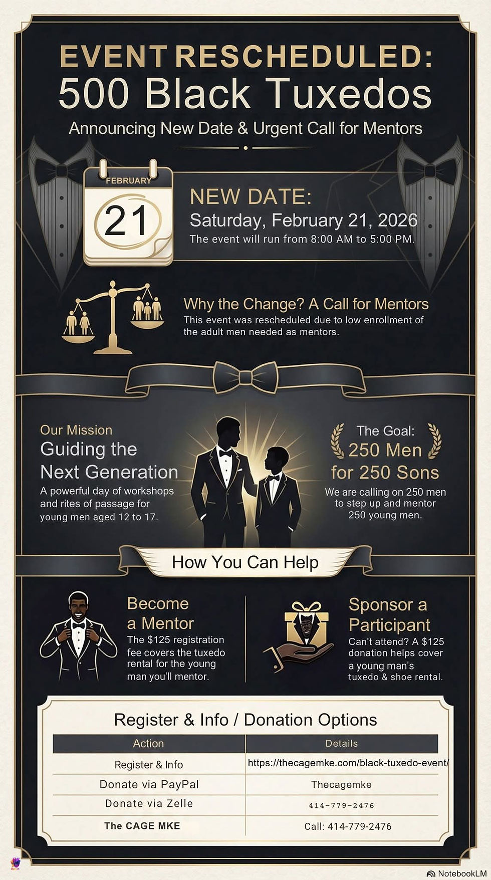 MMM with 500 Black Tuxedos - Final Registration Call