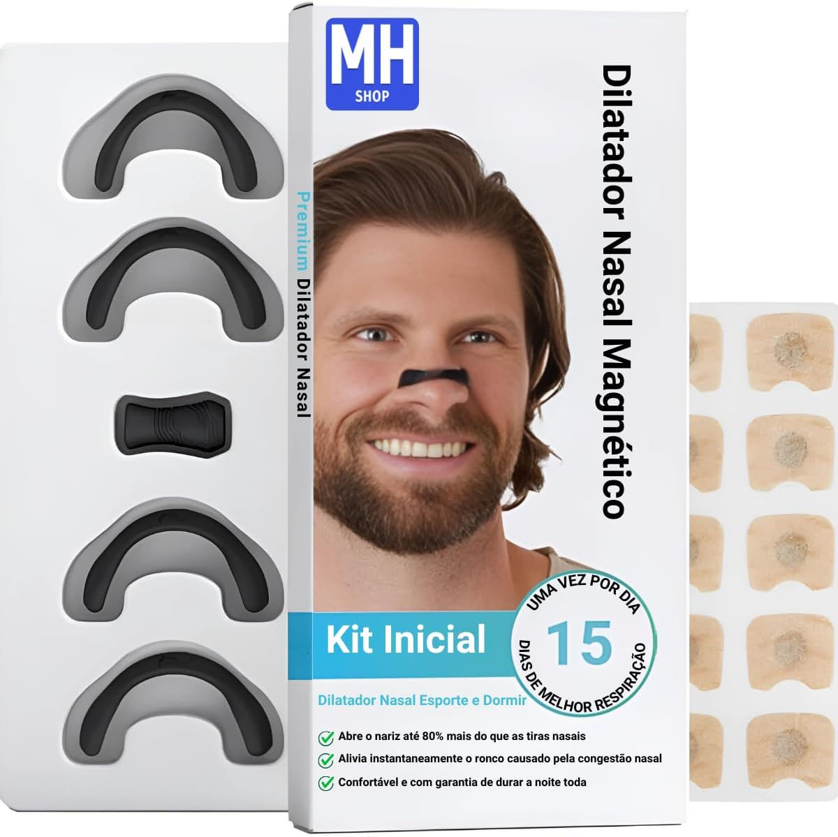 Anti ronco conjunto de remendo nasal correção de respiração expansão física.