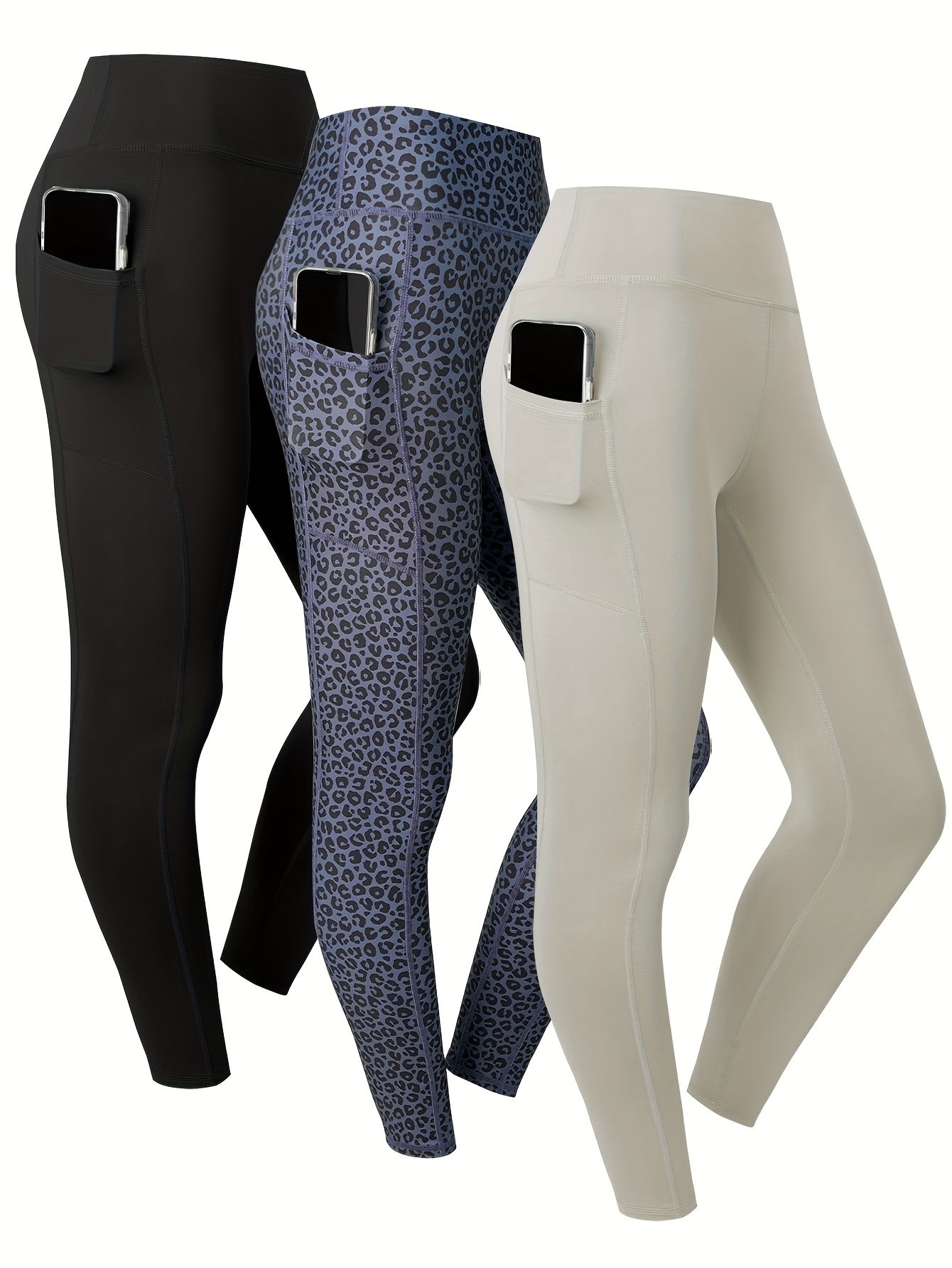 3pcs Women's Plus-Size High-Waist Yoga Leggings - Stretchy, Butt-Lifting Workout