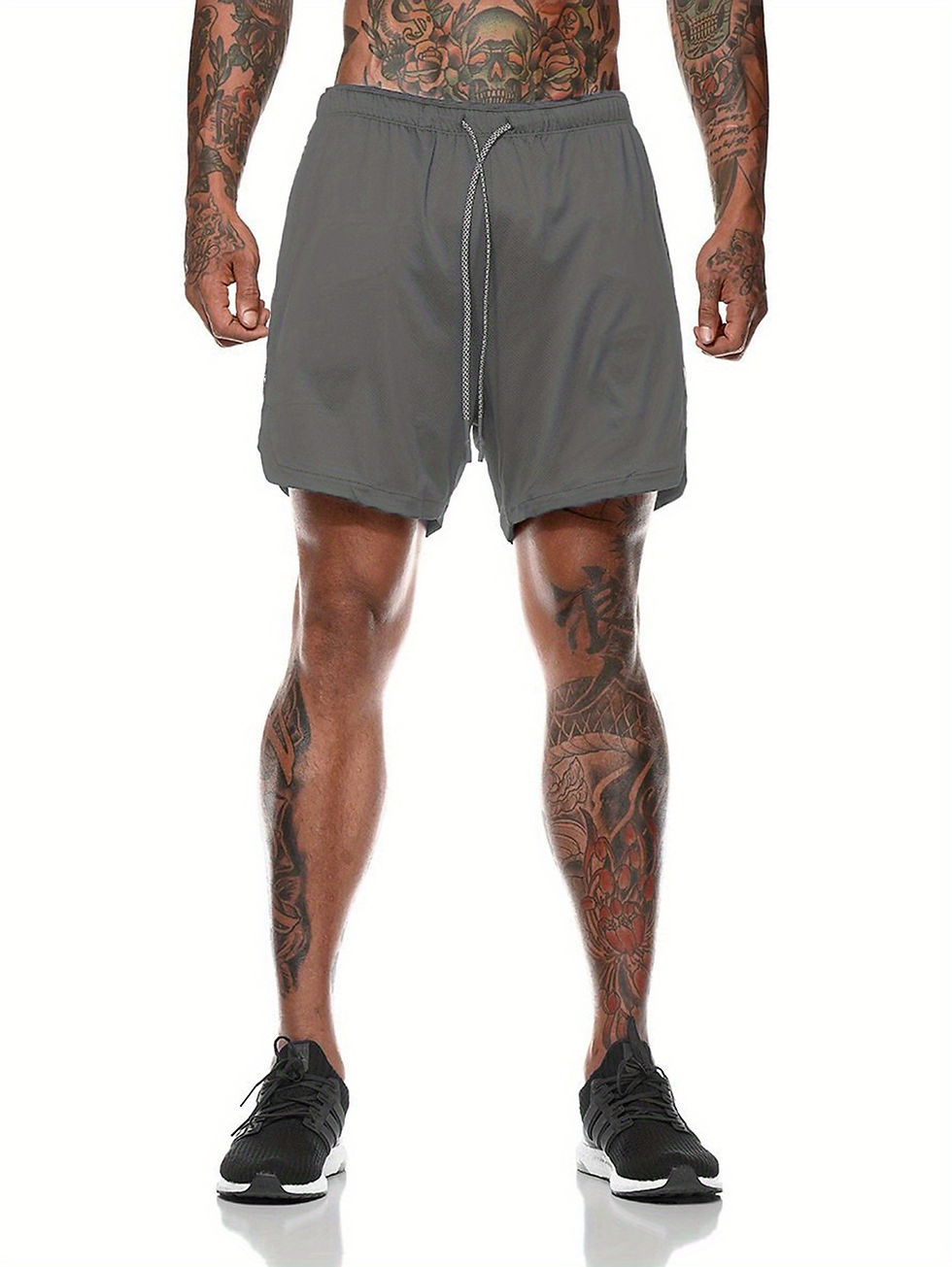 Thumbnail: 4 Pcs Men’s Workout Training Shorts, Quick Dry Lightweight Zipped Pockets