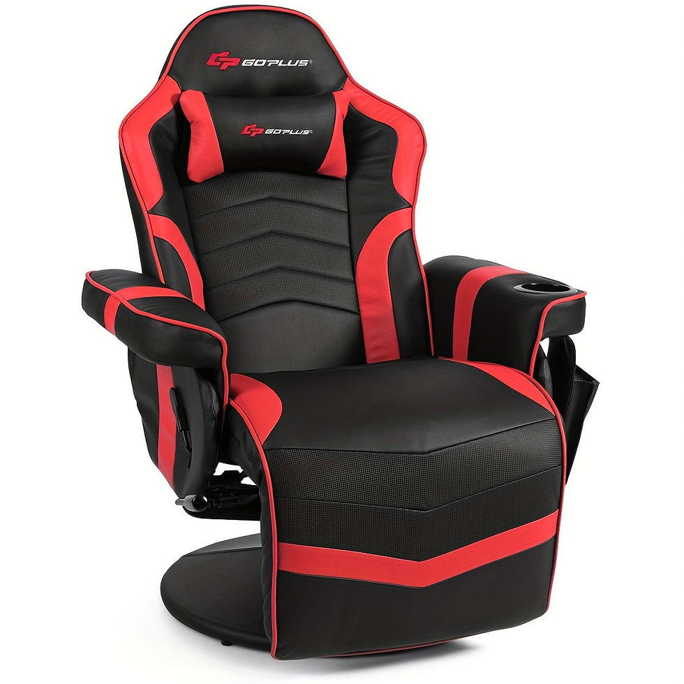 Thumbnail: Ergonomic Blue & Black Massage Gaming Recliner Chair with Cup Holder, Pillow