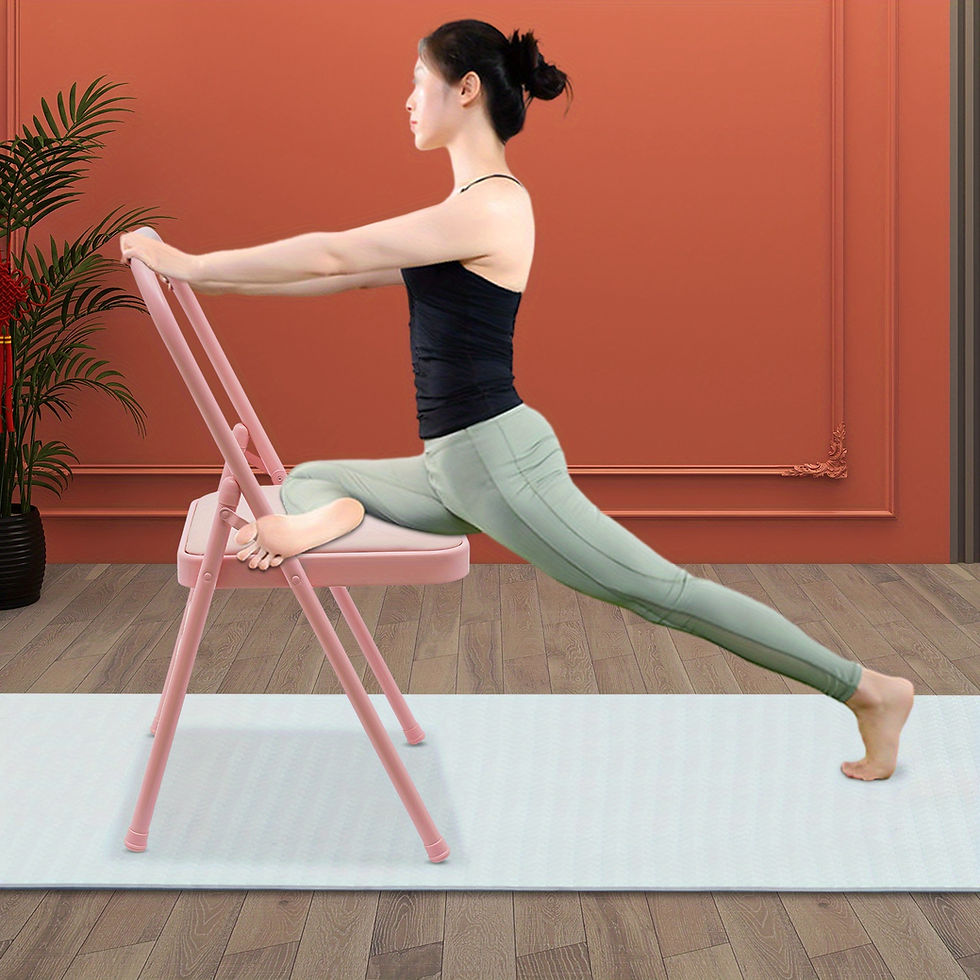 Thumbnail: Pink Foldable Yoga Chair with Lumbar Support – Portable Balance Aid for Yoga