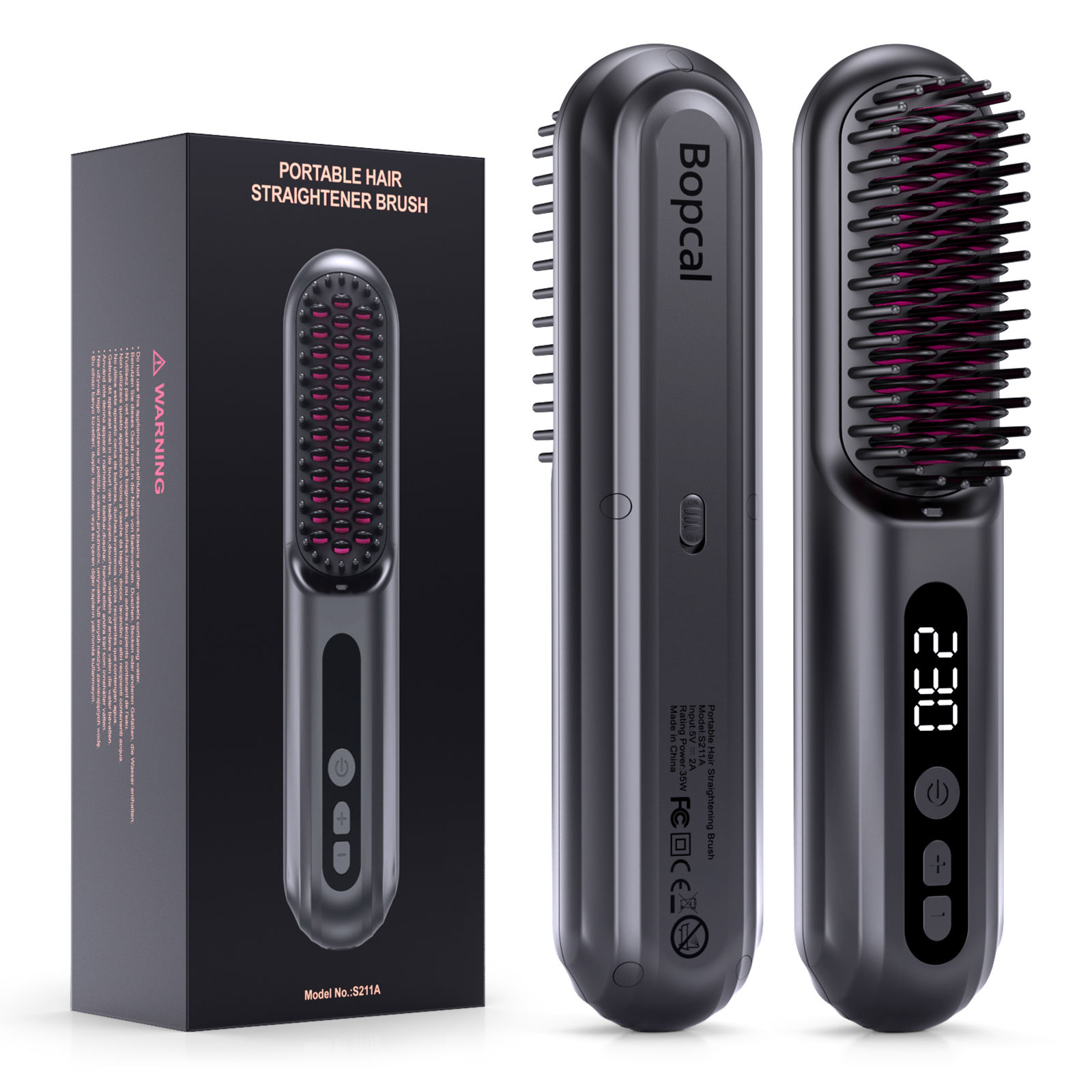 Cordless Hair Straightener Portable Brush