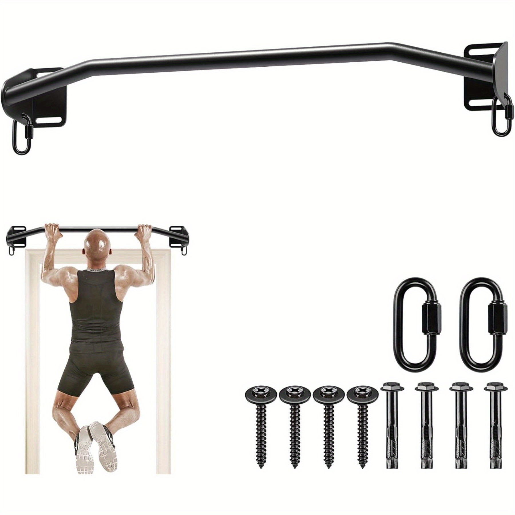 36" Heavy Duty Wall Mounted Doorway Pull Up Bar, Multifunctional 