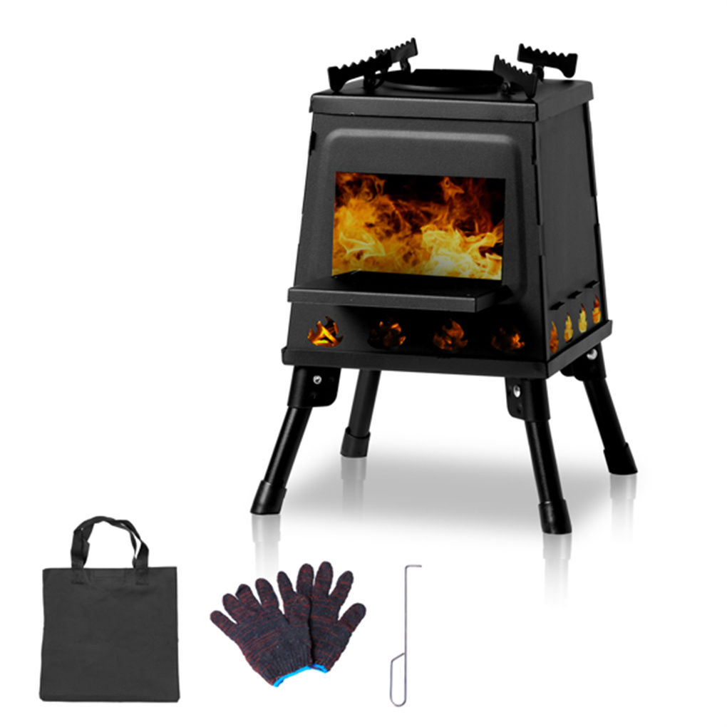 Portable Windproof Outdoor Fire Wood Heater with Burner Stove Bin for Camping