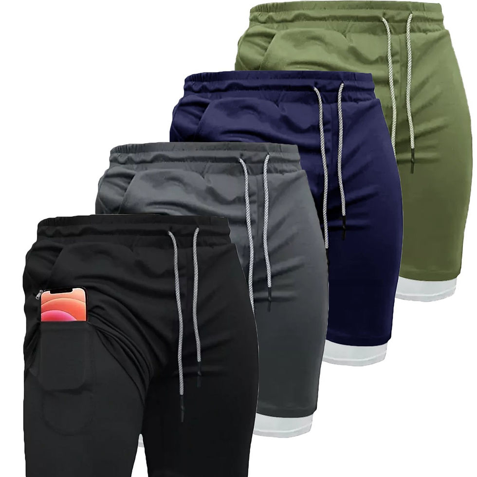 Thumbnail: 4 Pcs Men’s Workout Training Shorts, Quick Dry Lightweight Zipped Pockets