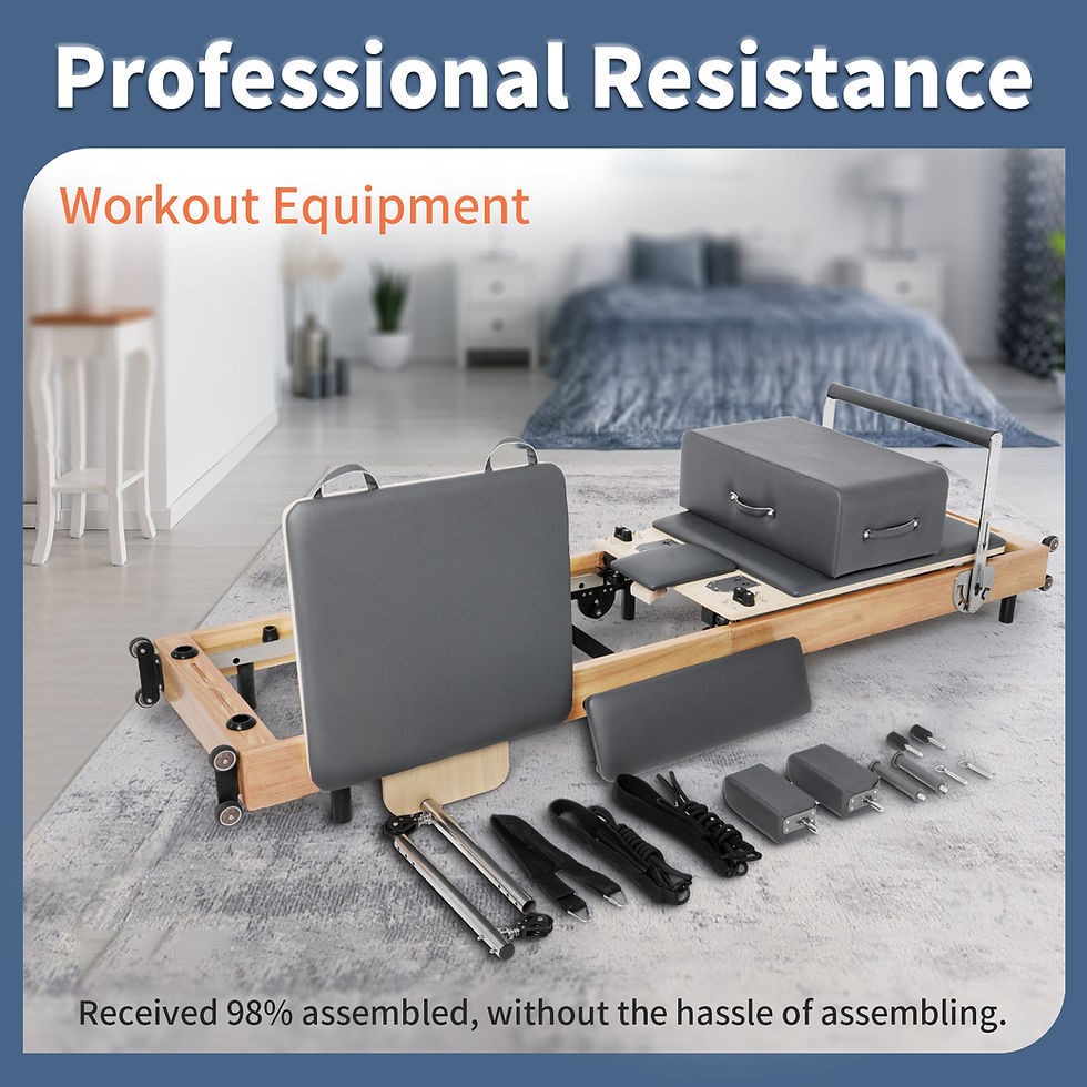 Thumbnail: Pilates Reformer Machine, Oak Wood Home Pilates Equipment, Foldable 