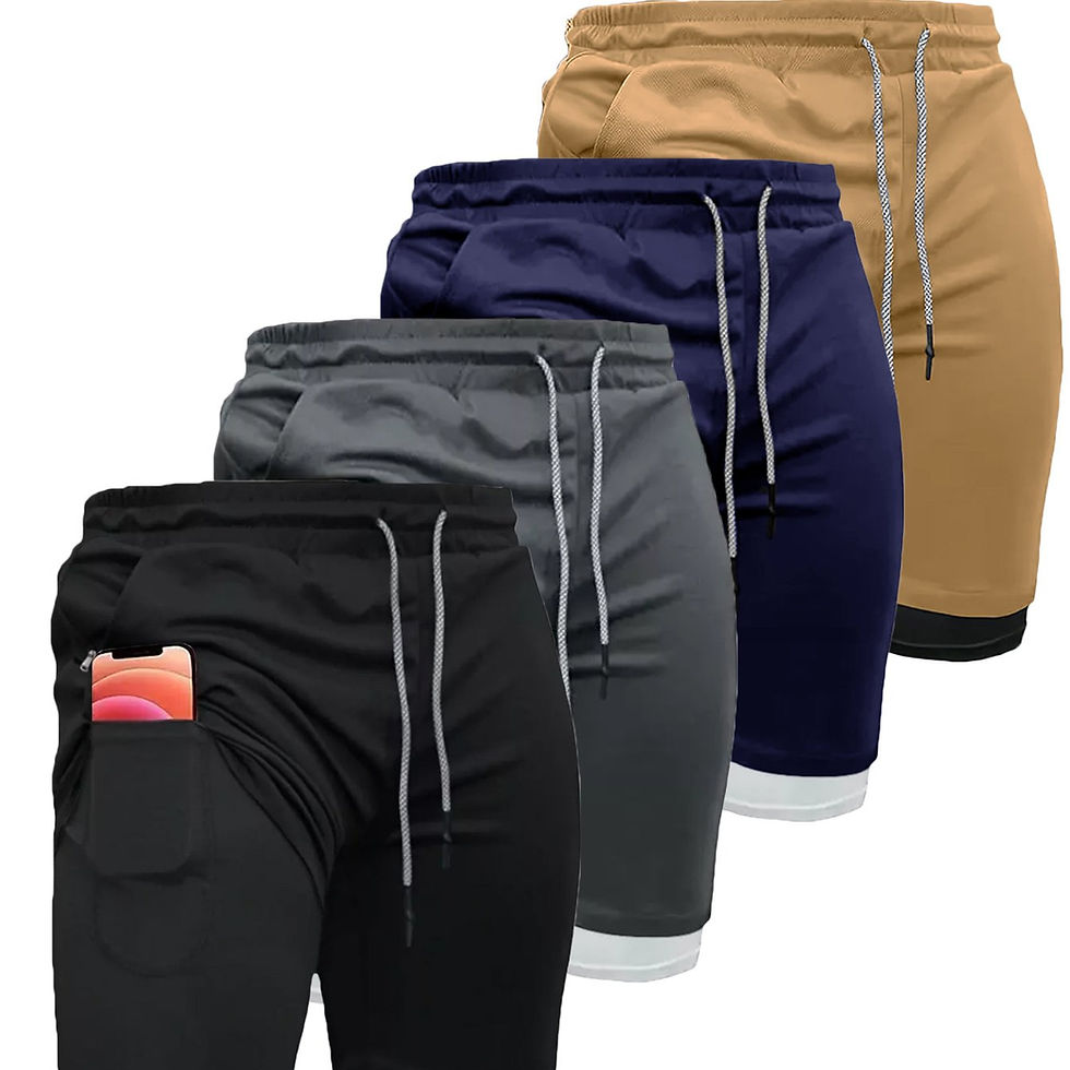 Thumbnail: 4 Pcs Men’s Workout Training Shorts, Quick Dry Lightweight Zipped Pockets
