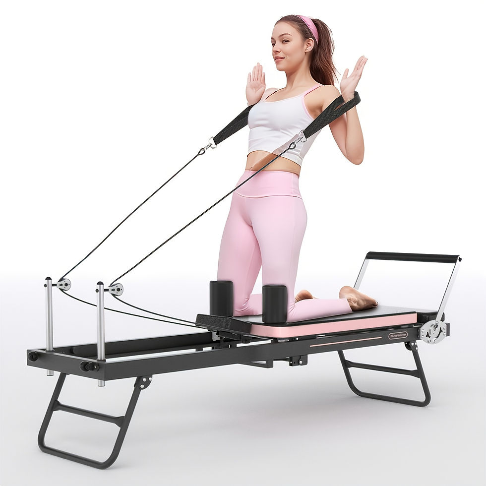 Foldable Pilates Reformer Machine with Dual Resistance Springs