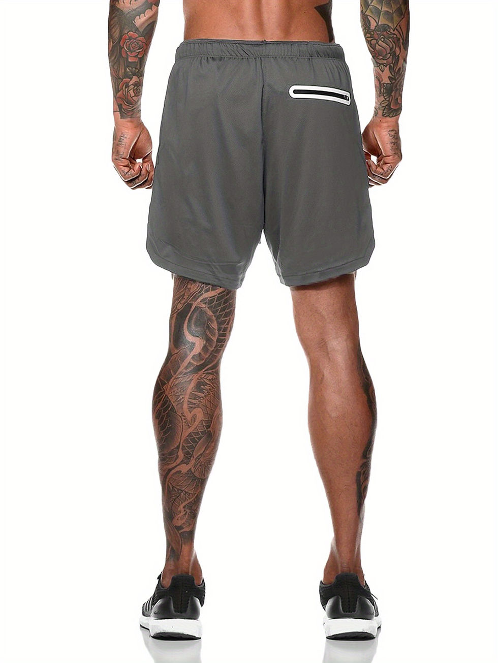 Thumbnail: 4 Pcs Men’s Workout Training Shorts, Quick Dry Lightweight Zipped Pockets