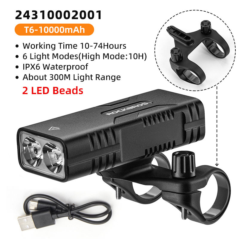Bicycle Light  2T6 LED 10W 10000 mAh Bike Front Lamp/Flashlight