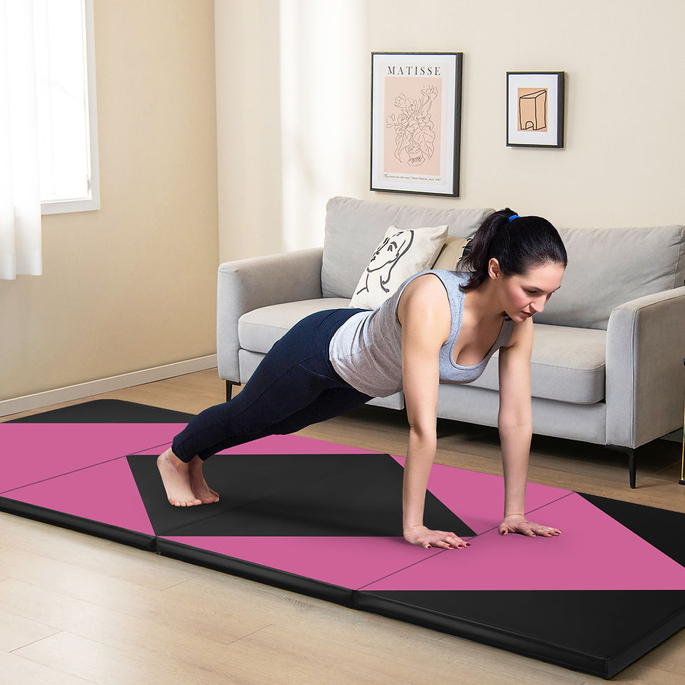 Thumbnail: 10'x4' Folding Exercise Mat, Pink & Black
