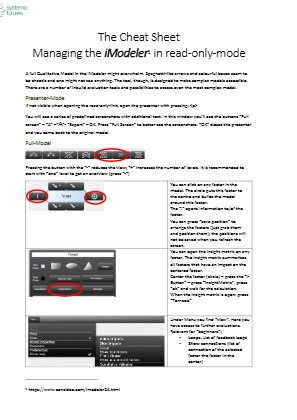 Project Result Preview - The Cheat Sheet: Managing the iModeler1 in read-only-mode
