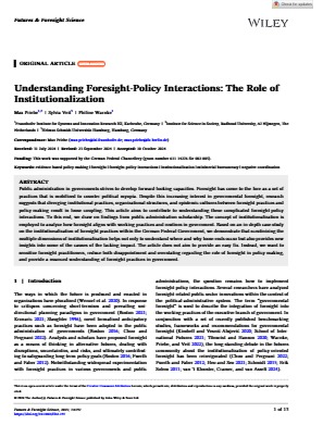 Project Result Preview - Understanding Foresight-Policy Interactions: The Role of Institutionalization