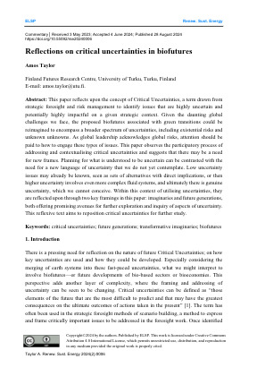 Project Result Preview - latest paper on Critical Uncertainties