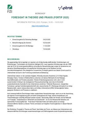 Project Result Preview - Call for Papers INFORMATIK FESTIVAL 2025: Foresight in Theorie und Praxis