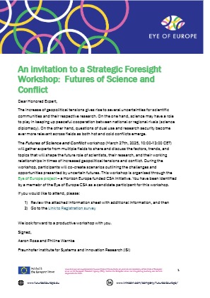 Project Result Preview - Futures of Science and Conflict - Invitation Package