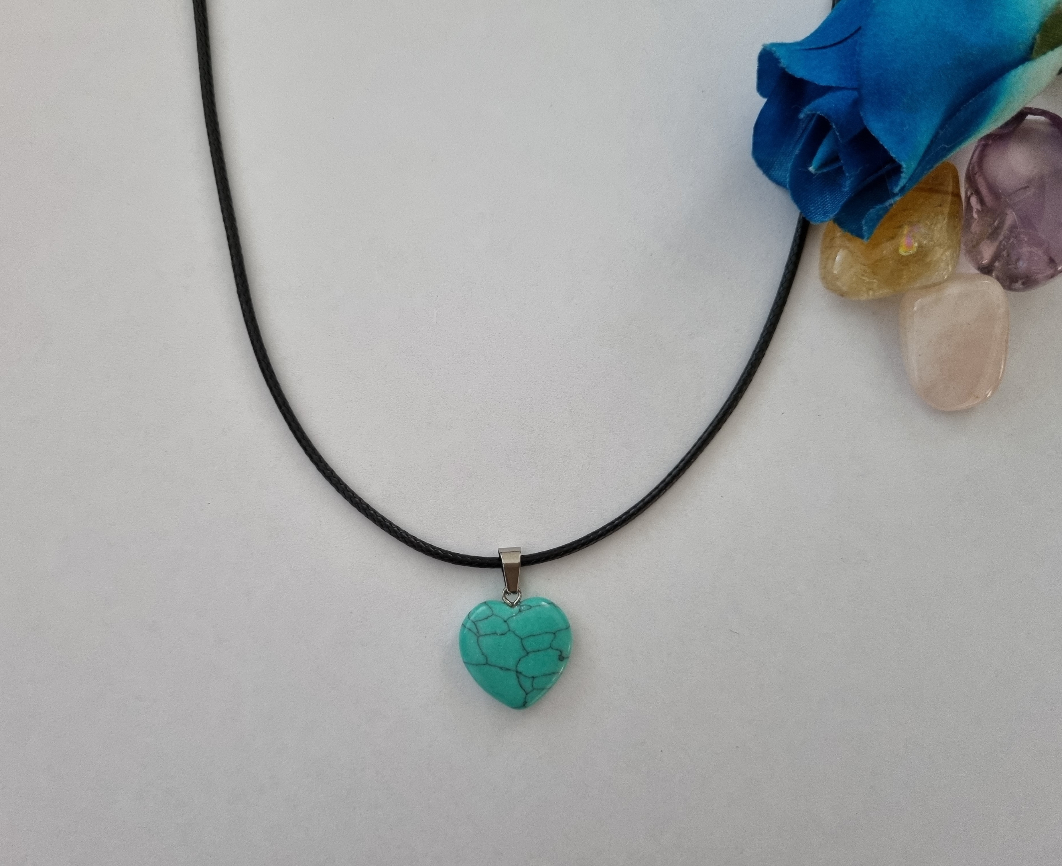 Turquoise Crystal Necklace (heart 