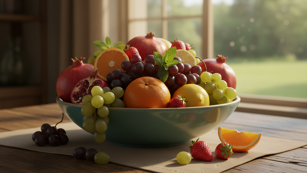 Close-up van een kleurrijke fruitschaal met vers fruit