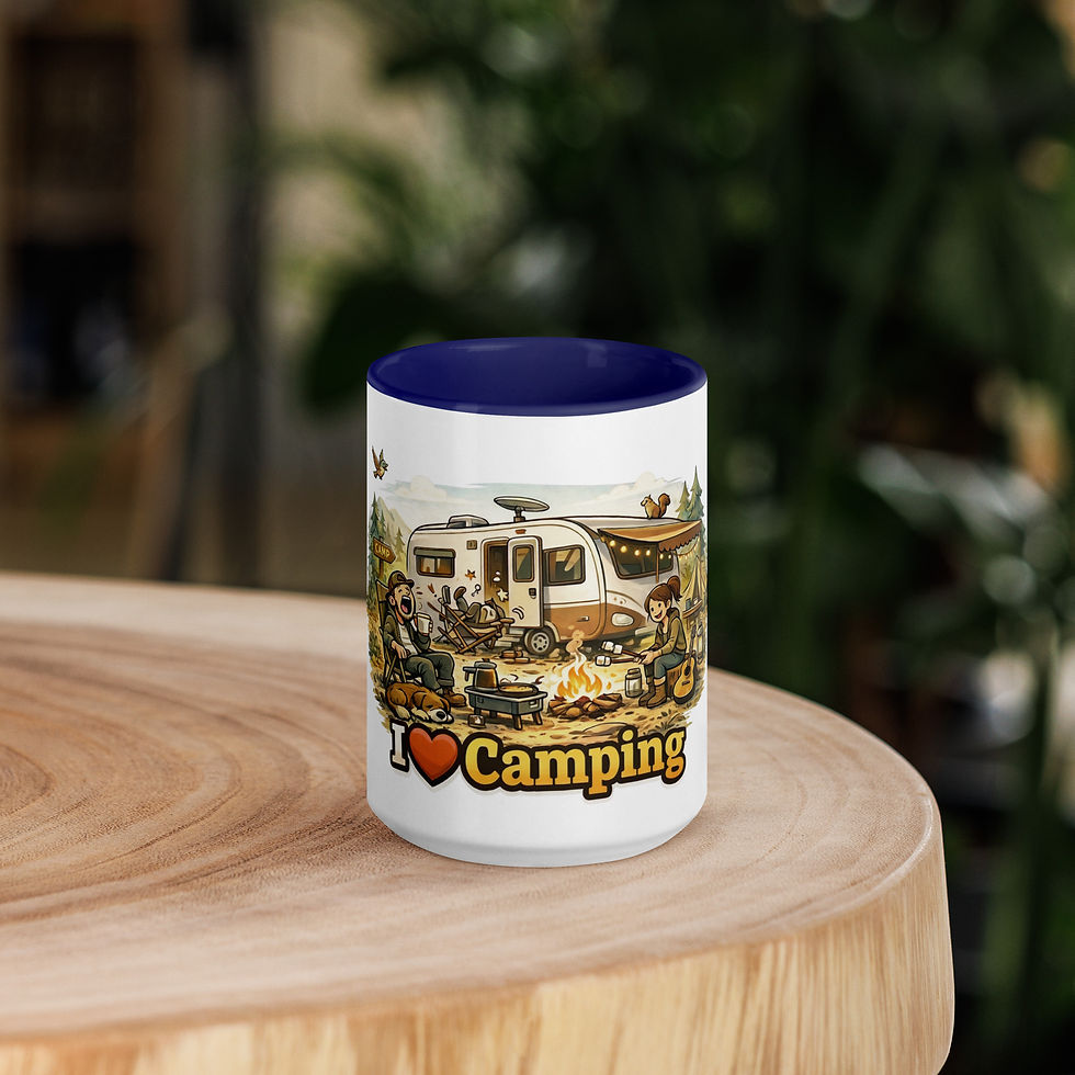 Miniaturbild: T-ONE i love camping Tasse mit farbiger Innenseite
